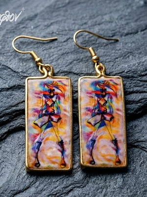 Amoda III handmade earrings with abstract design, multicolor