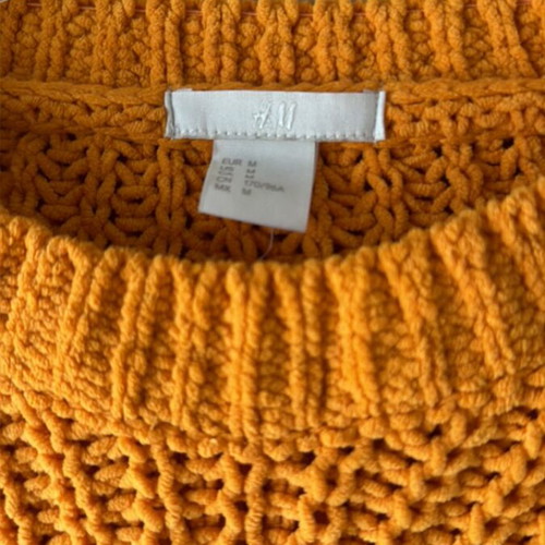 Knitted velour sweater Zara used, yellow orange, size M
