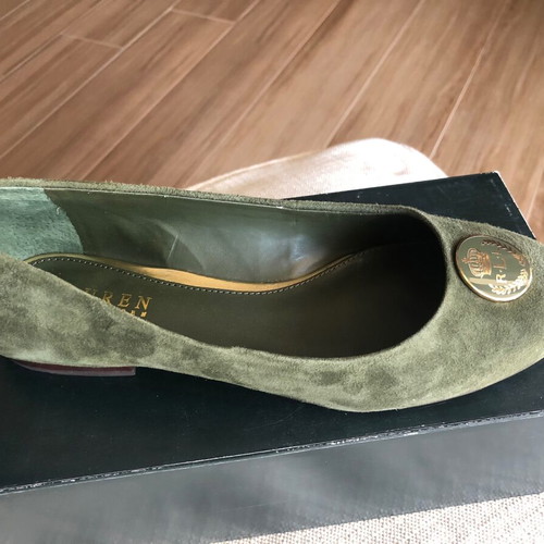 Ralph Lauren suede ballerinas like new, olive, size 40