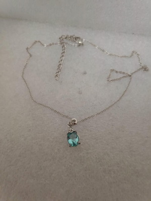 Pendant with blue crystal and silver chain like new