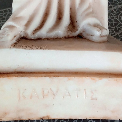 Large Caryatid statue used, made of alabaster