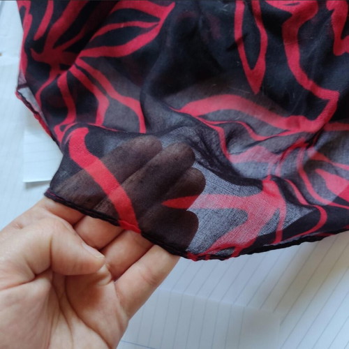 Beach cover up like new, red and black, natural fabric