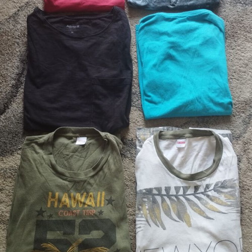 Set of 6 men's cotton T-shirts size M, multicolor brands