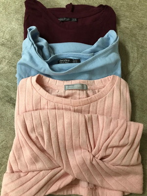 Bershka blouses used, No M 37 salmon and blue, set of 2