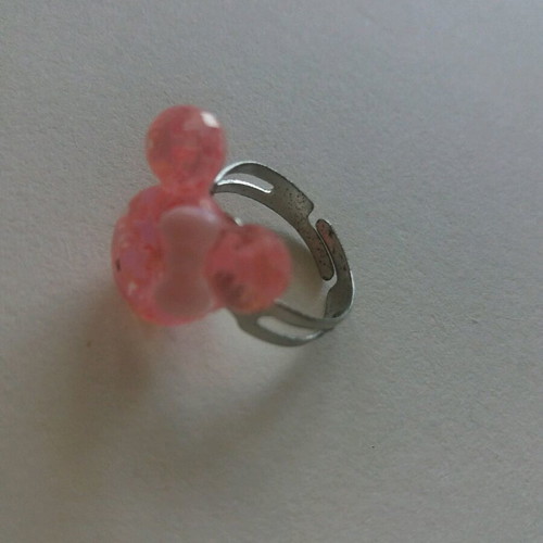 Mini mouse ring like new, pink with rhinestones and glitter