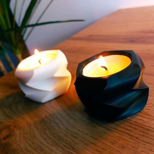 Modern tealight holders set black & white