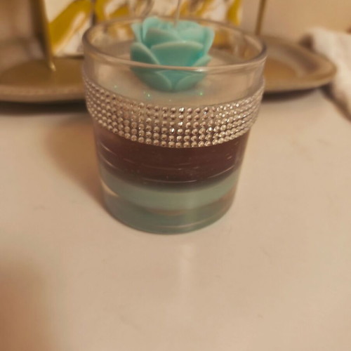 Aromatic handmade candle in glass with rhinestones made to order