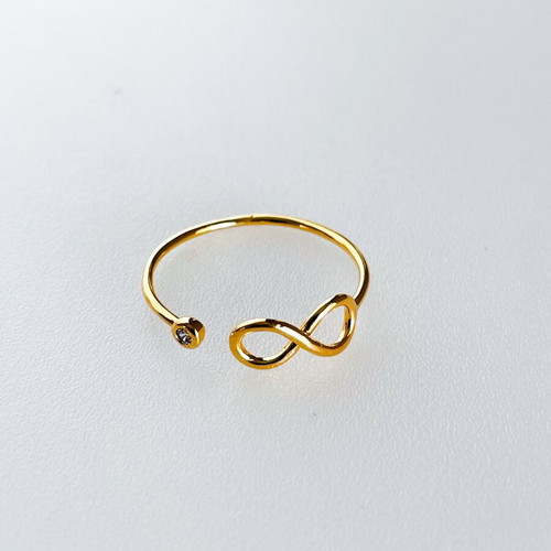 Gold adjustable infinity ring with zirconia new