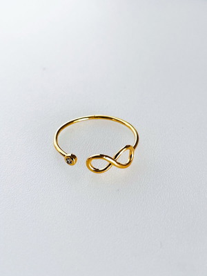 Gold adjustable infinity ring with zirconia new