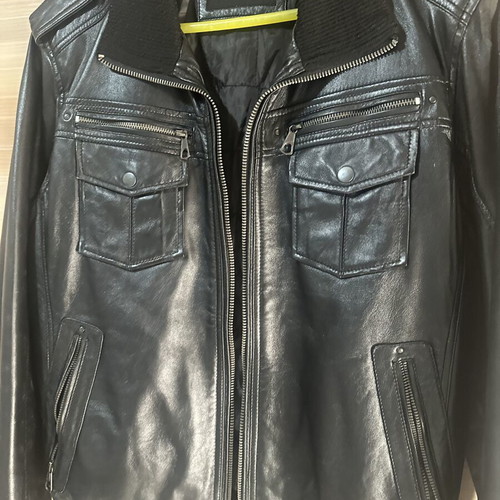 Brokers Jeans men's leather jacket, black, size L