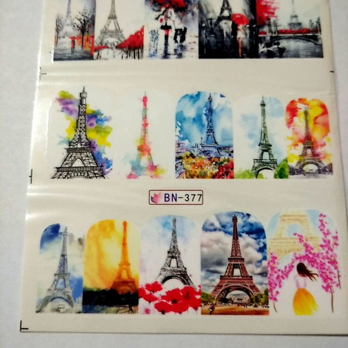 Water Nail Stickers Set 2 pcs Full nail BN-384, BN-377 new