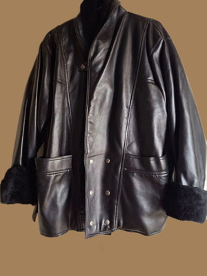 Leather jacket new, black and dark brown, size XL