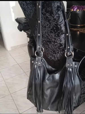 Killstar shoulder bag used, black with moon and fringes