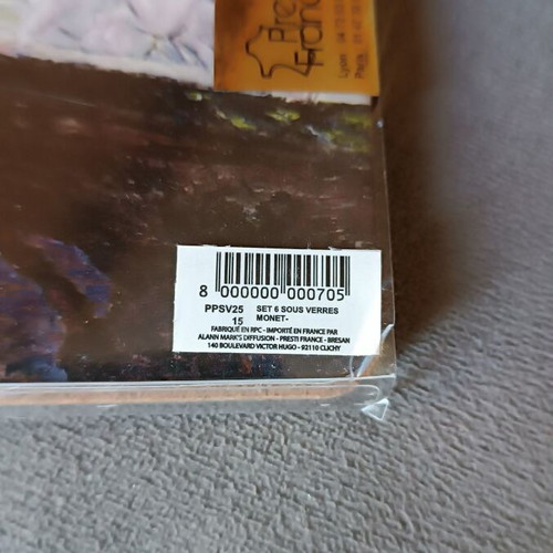 Set of 6 cork coasters with Monet paintings new