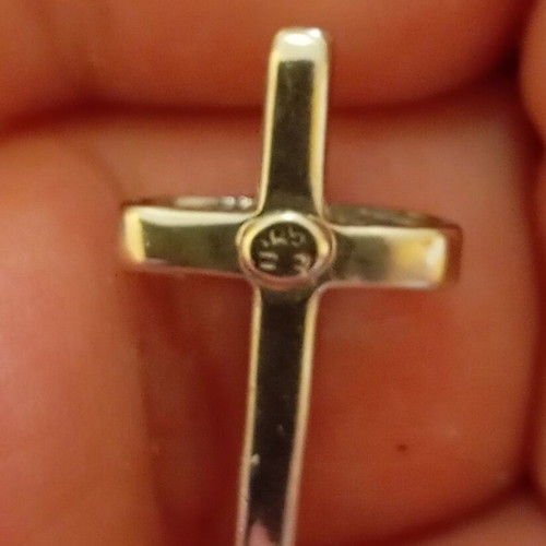 White gold cross with zircons used, 14 carat, 1.71 grams