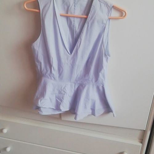 Zara sleeveless blouse like new, white and turquoise, size S