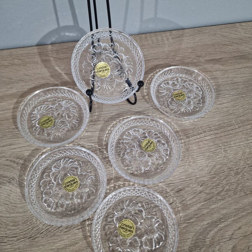 Cristal D'Arques Longchamp Set of 6 Sweet Plates New Lead Crystal