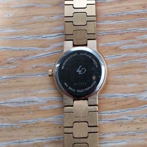 Laurent Dodane Paris Vintage Women's Watch 18K Gold Electroplated Sapphire Like New
