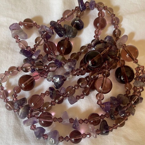 Amethyst large handmade vintage necklace like new, length 44 cm