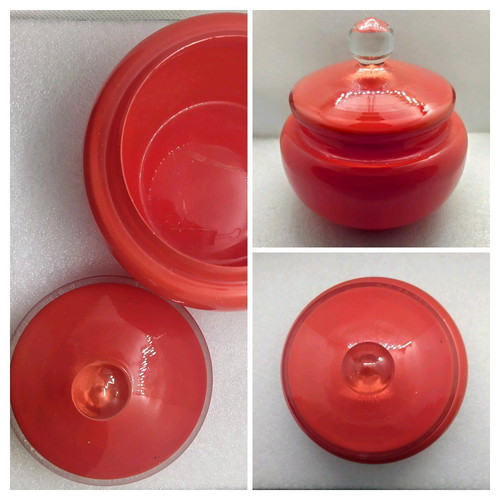 Vintage red glass fondantière from the 1950s like new