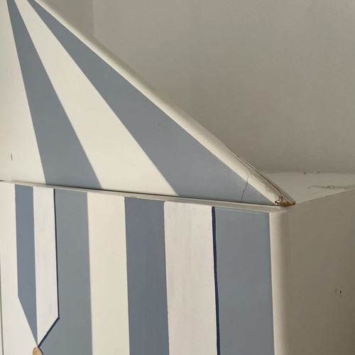 Children's wardrobe used, hand-painted solid wood, 80x45x170 cm