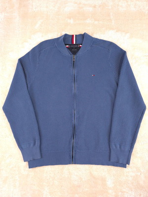 Tommy Hilfiger men's cotton zip-up sweatshirt with bomber collar