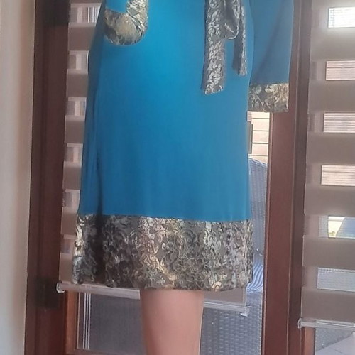 Vintage Petrol Dress Rita Pateroni No Medium used with velvet details
