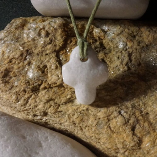 Collectible Cycladic marble and stone cross, hand-carved