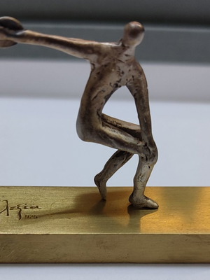 Discobolus miniature in 925 silver with bronze base new