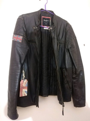 Biker δερμάτινο jacket αντρικό καινούργιο XL Pepe Jeans μαύρο
