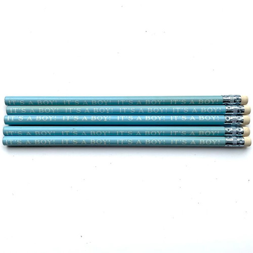 'It’s a Boy' blue pencils set of 5, new