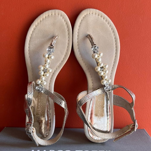 Marco Tozzi sandals new with pearls, leather, size 39
