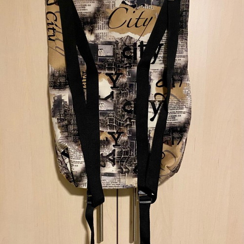 Backpack fabric new, black and beige, shoulder bag