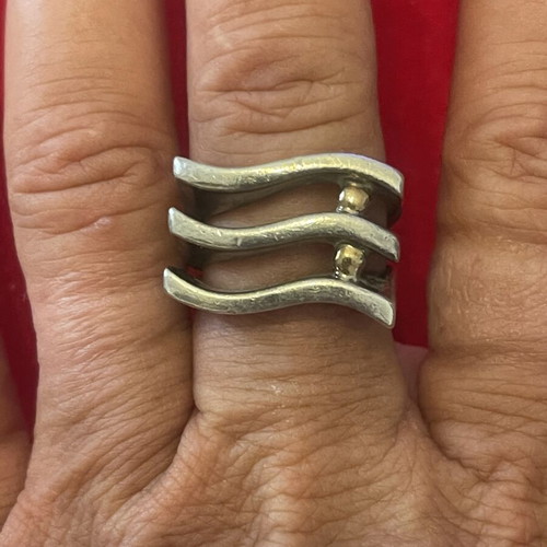 925 750 silver gold solid ring, size 58
