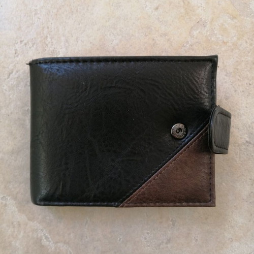 Mcan men's wallet new, black with brown decoration