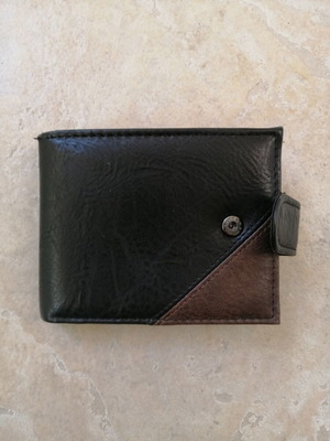 Mcan men's wallet new, black with brown decoration