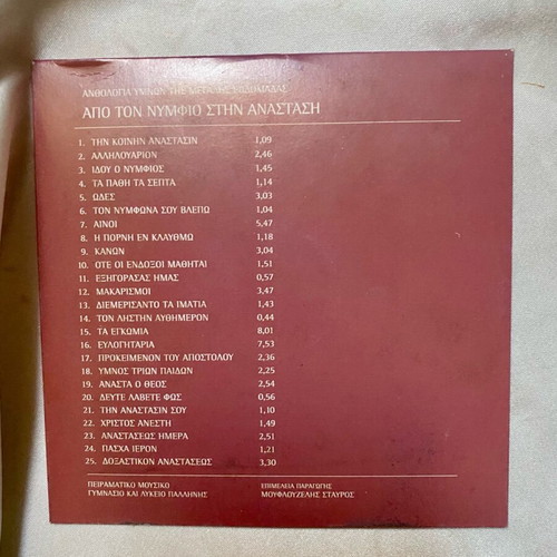 Apo ton Nymphio stin Anastasi CD used, anthology of Holy Week hymns