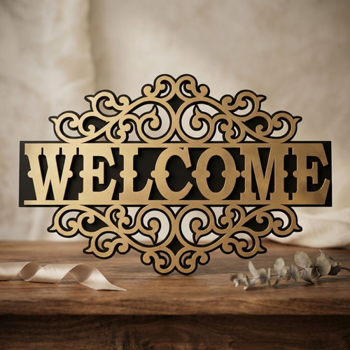 Wooden Welcome sign new with decorative design