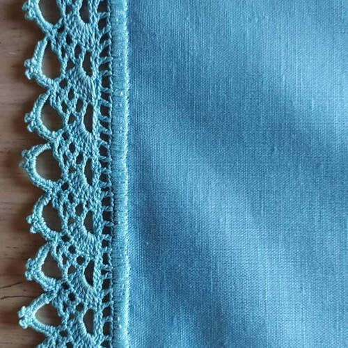 Handmade tablecloth new cutwork blue 80cm by 80cm