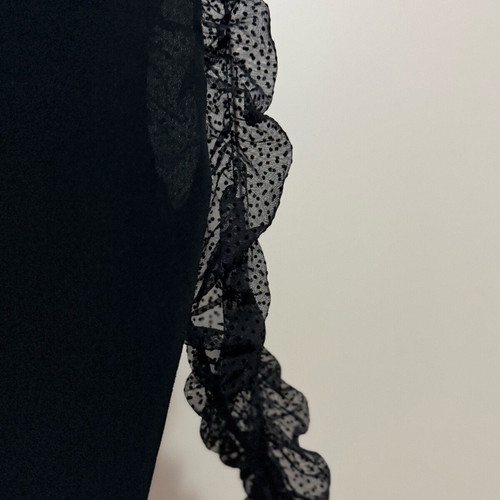 Black Top with Polka Dot Chiffon Sleeves like new