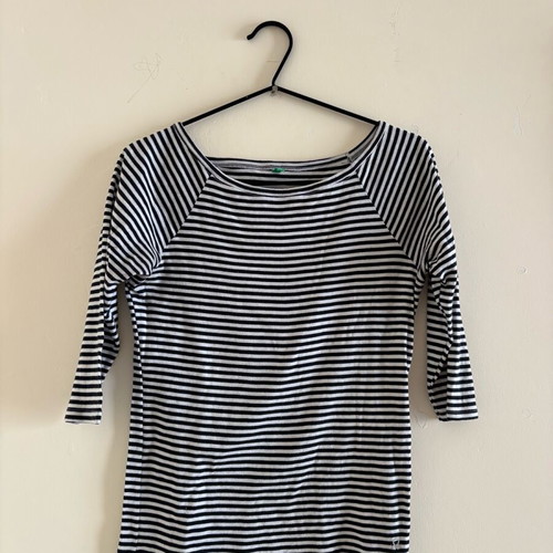 Benetton striped blouse used, size L, black and white, 100% cotton
