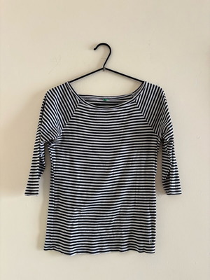 Benetton striped blouse used, size L, black and white, 100% cotton
