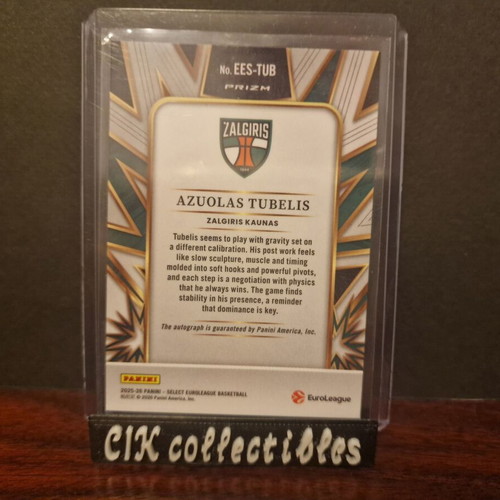 Panini Euroleague Select Zalgiris Explosion Signatures Tubelis Auto new
