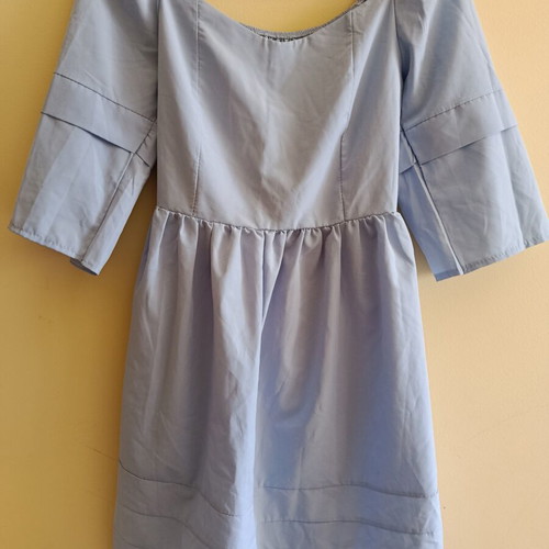 Dress with off-shoulder design light blue used, size M
