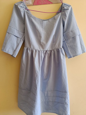 Dress with off-shoulder design light blue used, size M