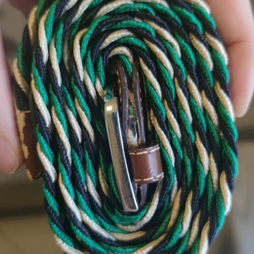 Canvas belt used, length 152cm, green, black, white, adjustable