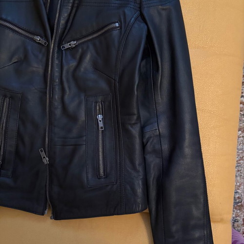 Leather jacket black like new, genuine leather XS