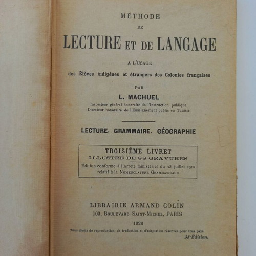 Methode de Lecture et de Langage French book used, 1926