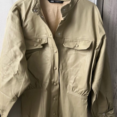Zara leather dress green like new, size S