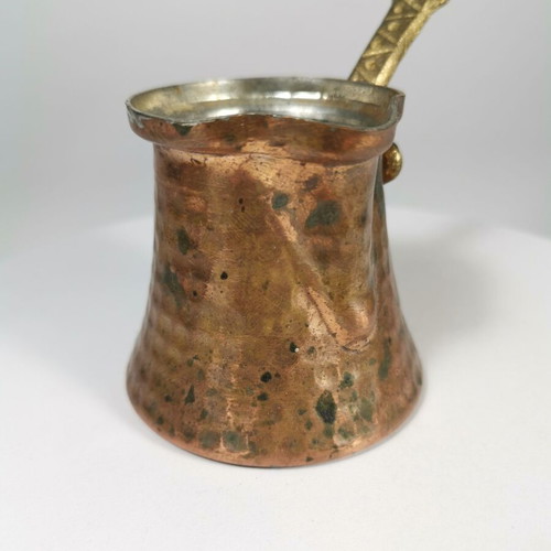 Copper Greek coffee pot used with vintage bronze handle